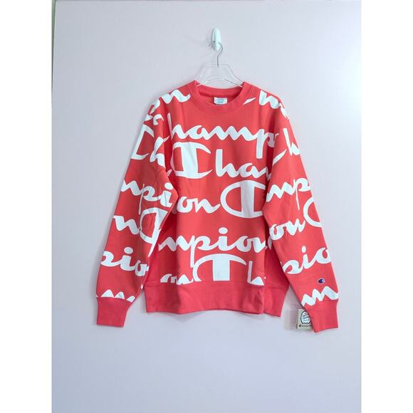 Champion Reverse Weave Crew, All Over Logo Giant Script - Picture 2 of 8